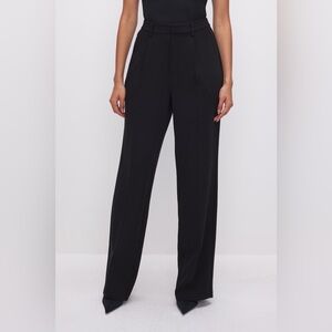 NWT Good American Luxe Suiting Column Trousers, Regular Length, Black, Size 2